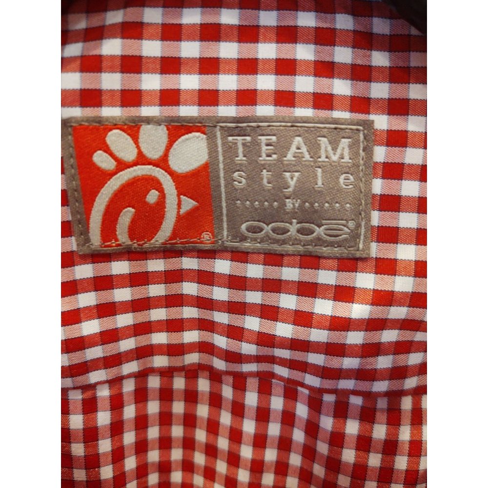 Chic Fil A Team Style Uniform Shirt Womens L Red Checks Gingham Long Sleeve - Picture 6 of 9